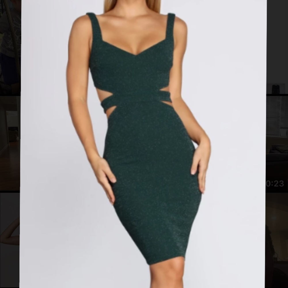 Sparkly Emerald Cutout Dress